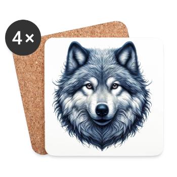 Loup - Dessous de verre (lot de 4) - blanc - Devant