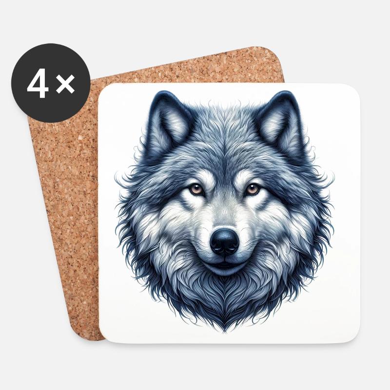Wolf - Untersetzer (4er-Set) - Weiß