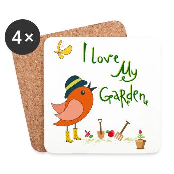 J’aime mon jardin printemps - Dessous de verre (lot de 4) - blanc - Devant
