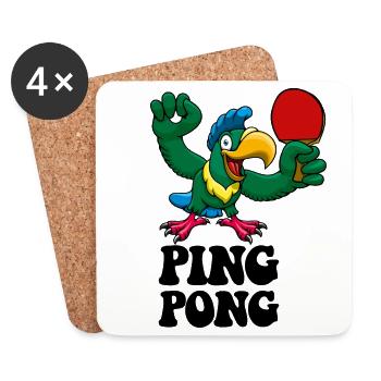 Ping Pong Champion Design Table Tennis and - Coasters (set of 4) - white - Front