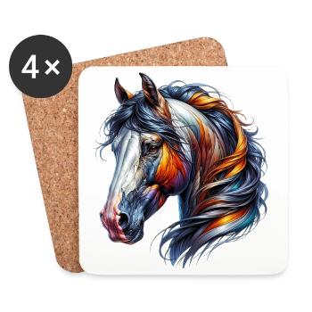 Cheval - Dessous de verre (lot de 4) - blanc - Devant