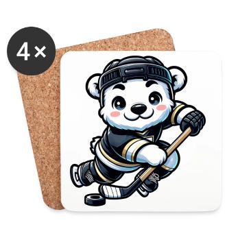Polar Bear Hockey Club Hockey Player Polar Bear - Coasters (set of 4) - white - Front