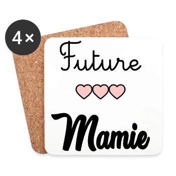 MAMIE. FÊTE DES MÈRES. BONNE FÊTE MAMIE. JE T'AIME - Dessous de verre (lot de 4) - blanc - Devant