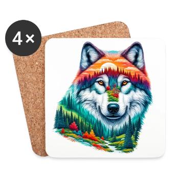 Loup - Dessous de verre (lot de 4) - blanc - Devant
