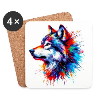 Loup - Dessous de verre (lot de 4) - blanc - Devant
