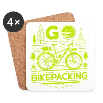 Von der Natur inspirierte Bikepacking-Szene - Untersetzer (4er-Set) - Weiß - Vorne
