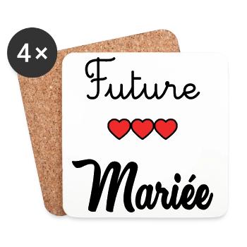 MARIEE. FUTURE MARIEE. EVJF. TEAM. TEAM MARIEE - Dessous de verre (lot de 4) - blanc - Devant