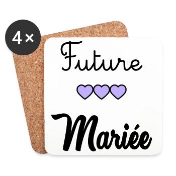 ZUKÜNFTIGE BRAUT. Junggesellinnenabschied. HOCHZEIT. MANNSCHAFT. TEAM BRIDAL - Untersetzer (4er-Set) - Weiß - Vorne