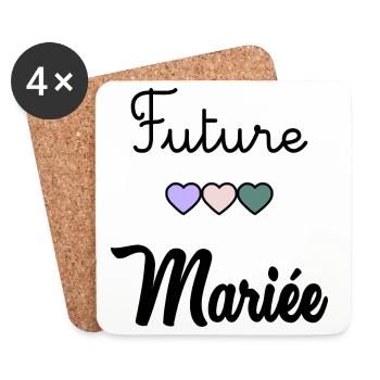 ZUKÜNFTIGE BRAUT. Junggesellinnenabschied. HOCHZEIT. MANNSCHAFT. TEAM BRIDAL - Untersetzer (4er-Set) - Weiß - Vorne