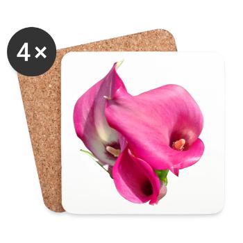 Pink Calla Flower Trio - Coasters (set of 4) - white - Front
