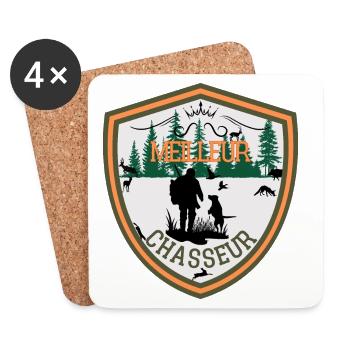 Meilleur chasseur pour papa, papy, ami, mari - Dessous de verre (lot de 4) - blanc - Devant