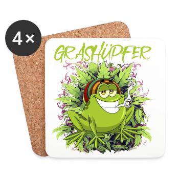 Grashüpfer Chill im Cannabis Style - Untersetzer (4er-Set) - Weiß - Vorne