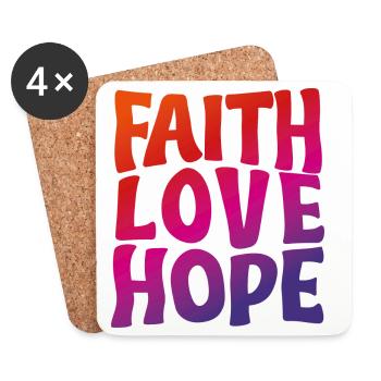 faith love hope (6) Glaube Liebe Hoffnung (farbig) - Untersetzer (4er-Set) - Weiß - Vorne