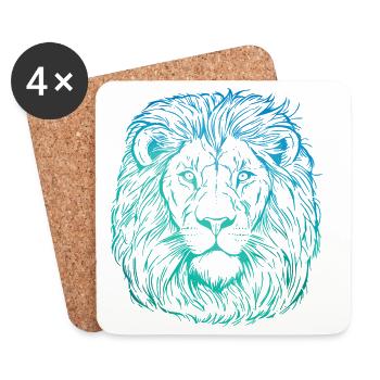 Lion Portrait - Dessous de verre (lot de 4) - blanc - Devant