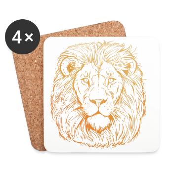 Lion Portrait - Dessous de verre (lot de 4) - blanc - Devant