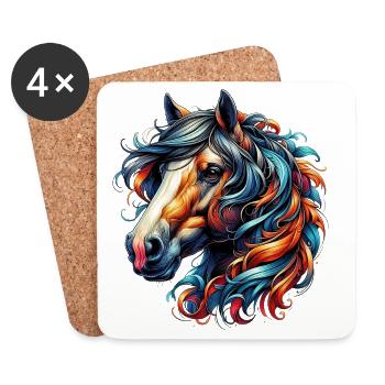 Cheval - Dessous de verre (lot de 4) - blanc - Devant