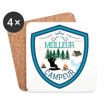 Meilleur campeur, roi du camping, champion camping - Dessous de verre (lot de 4) - blanc - Devant
