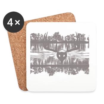 Wildlife Reflections Silhouette Design - Coasters (set of 4) - white - Front