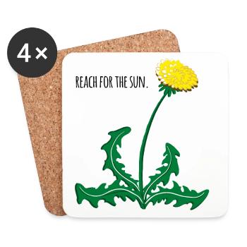 Illustration de pissenlit vive avec 🌞 motivation ! - Dessous de verre (lot de 4) - blanc - Devant