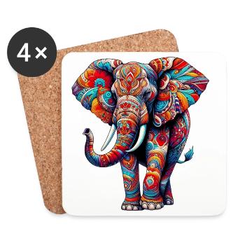 Elefant - Untersetzer (4er-Set) - Weiß - Vorne