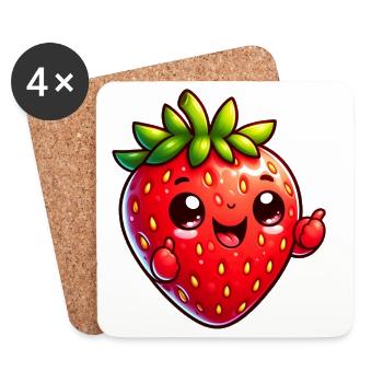 Fraise Fraises - Dessous de verre (lot de 4) - blanc - Devant