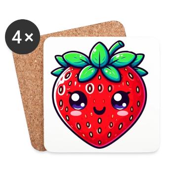 Fraise Fraises - Dessous de verre (lot de 4) - blanc - Devant