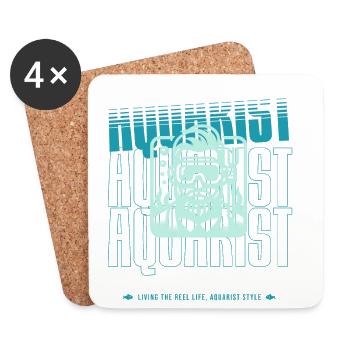 Aquarist with passion, feeding fish - Coasters (set of 4) - white - Front