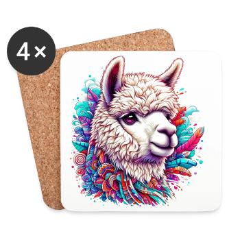 Alpaga - Dessous de verre (lot de 4) - blanc - Devant
