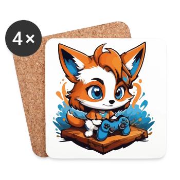 Gamer Smart Gaming Fox - Coasters (set of 4) - white - Front