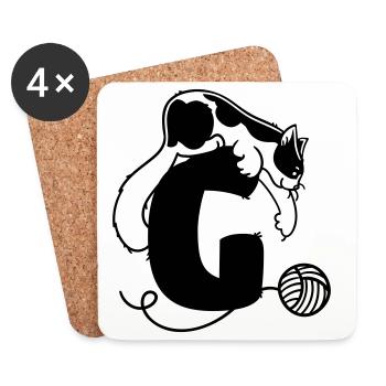 Lettre G du chat - Dessous de verre (lot de 4) - blanc - Devant