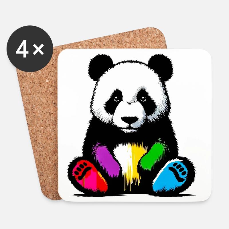 Panda - Untersetzer (4er-Set) - Weiß