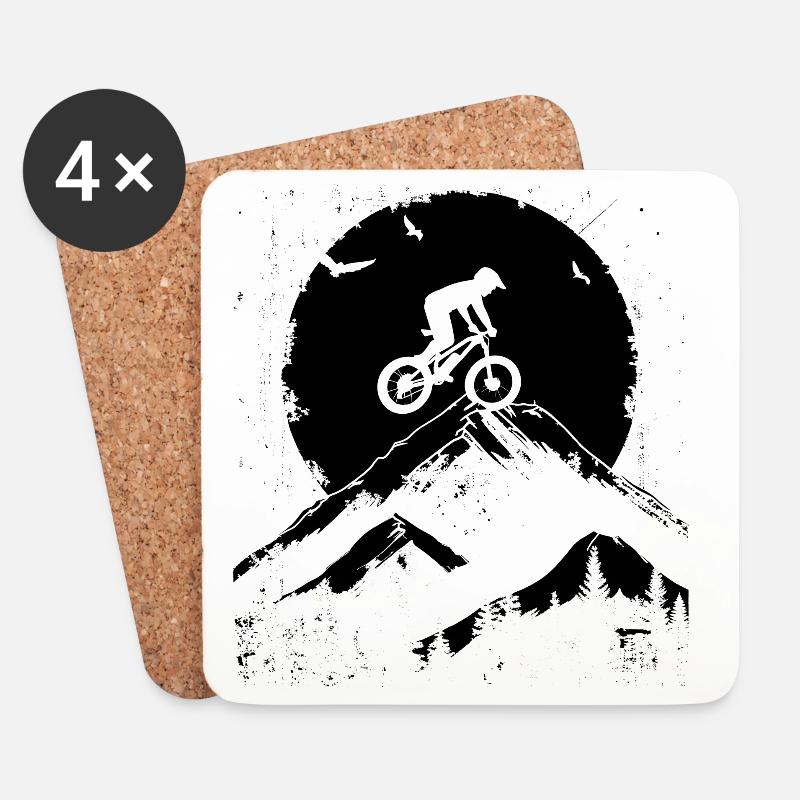 Mountainbiking Radfahrer - Untersetzer (4er-Set) - Weiß