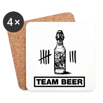 Bottle of beer, beer, cerveza (bachelor party team design) - Coasters (set of 4) - white - Front