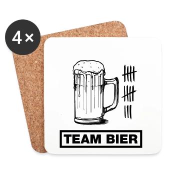 Glas Bier, Beer, Cerveza (JGA-Team-Design) - Untersetzer (4er-Set) - Weiß - Vorne