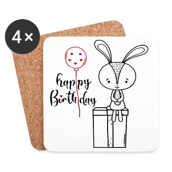 Happy Birthday - Untersetzer (4er-Set) - Weiß - Vorne
