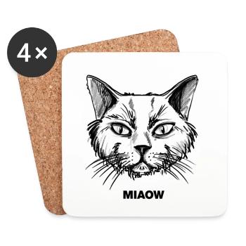Miaow Chat - Dessous de verre (lot de 4) - blanc - Devant