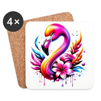 Flamingo - Untersetzer (4er-Set) - Weiß - Vorne