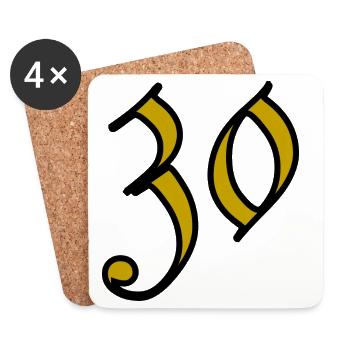 30. 30 ANS. 30e ANNIVERSAIRE. ANNIVERSAIRE 30 ANS. - Dessous de verre (lot de 4) - blanc - Devant