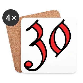 30. 30 ANS. 30e ANNIVERSAIRE. ANNIVERSAIRE 30 ANS. - Dessous de verre (lot de 4) - blanc - Devant