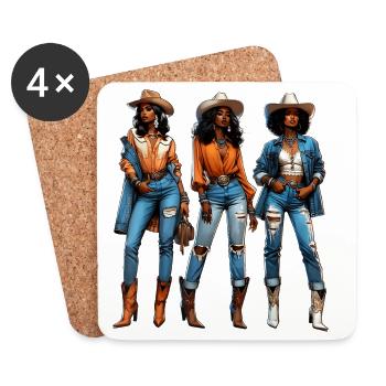Fille noire Western Rodeo Juneteenth Texas - Dessous de verre (lot de 4) - blanc - Devant
