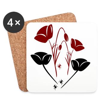 Tulips with ants - Coasters (set of 4) - white - Front