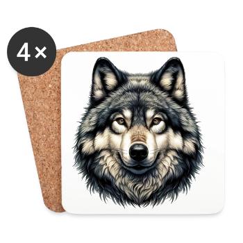 Loup - Dessous de verre (lot de 4) - blanc - Devant
