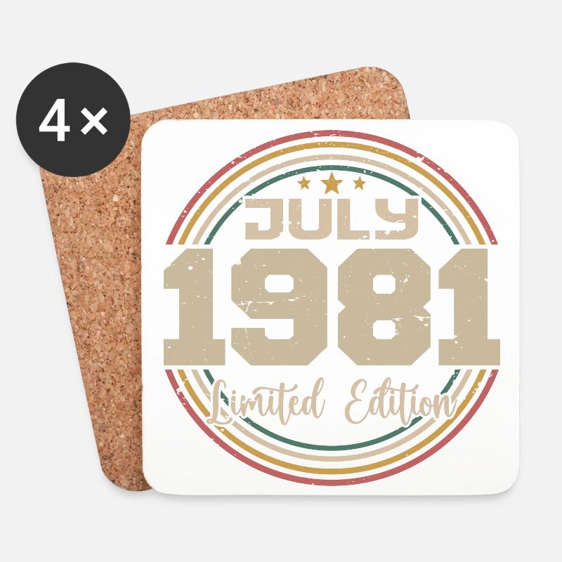 1981 Geburtstag Juli 1981 Geschenk Juli 1981 - Untersetzer (4er-Set) - Weiß