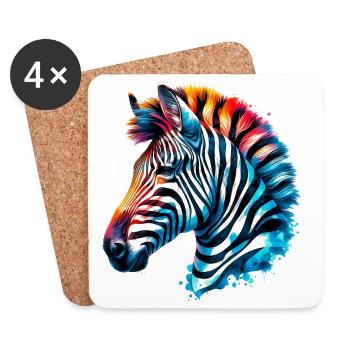 Zebra - Untersetzer (4er-Set) - Weiß - Vorne