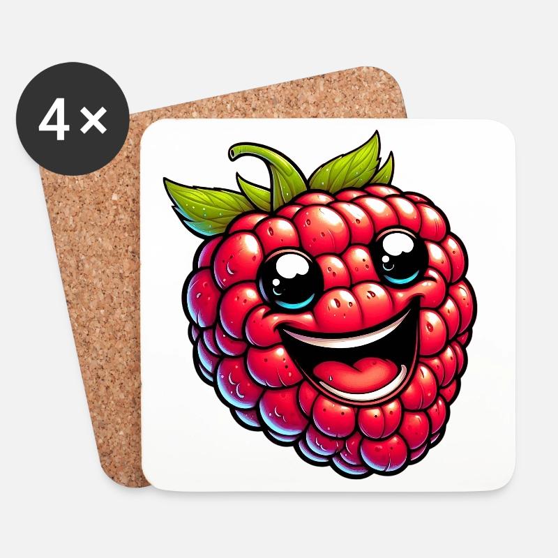 Himbeeren Himbeeren - Untersetzer (4er-Set) - Weiß
