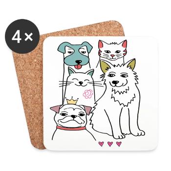 Good friends, dog and cat - Coasters (set of 4) - white - Front
