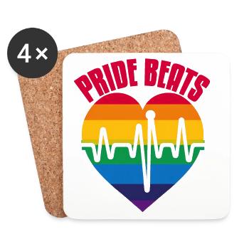 PRIDE BEATS: Pride und Einheit feiern - Untersetzer (4er-Set) - Weiß - Vorne