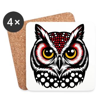 Hibou - Dessous de verre (lot de 4) - blanc - Devant