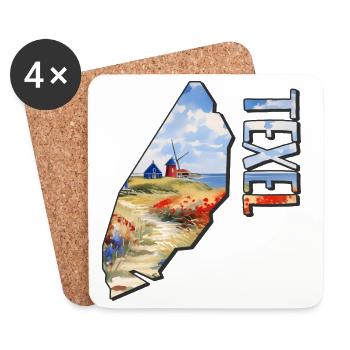 Aquarell Landkarte Texel - Untersetzer (4er-Set) - Weiß - Vorne