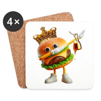 Royal Burger King : Héros couronné - Dessous de verre (lot de 4) - blanc - Devant